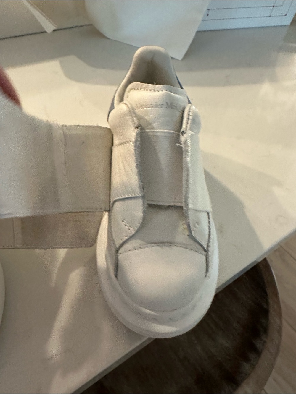 Alexander McQueen White Leather Platform Strap Sneakers for Toddlers Size EU 25 - Picture 6 of 12